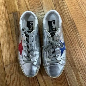 Golden Goose Size 36 two toned chrome sneakers